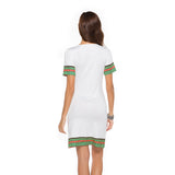 Women V-neck Short Sleeve Print Mini Dress