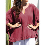 Casual Lace Half Sleeve V-Neck Blouse