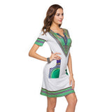 Women V-neck Short Sleeve Print Mini Dress