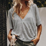 Casual Loose V Neck Blouse