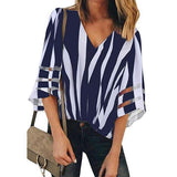 Loose Stripe V Neck Blouse