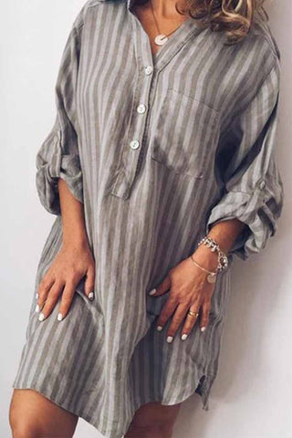 Women Printed Striped Long Shirt Mini T-Shirts(6 colors)