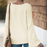 Women's V Neck Flare Sleeve Fall Blouse