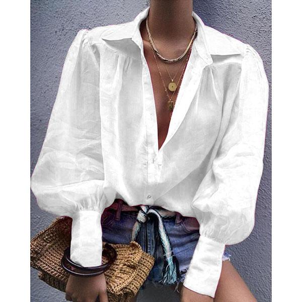 Fall Lantern Sleeve Loose Casual Shirt