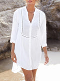 Hollow Split-joint Single-breasted Shirt Cover-up