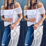 Women Off-Shoulder Hollowed-out Tops