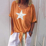 Star Printed Loose Solid Color Blouse