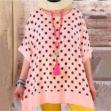 Daily Loose Wave Point Round Neck Blouse