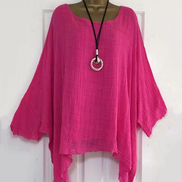 Bat Sleeve Solid Color Blouse