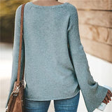 Women's V Neck Flare Sleeve Fall Blouse