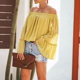 Off-The-Shoulder Ruffle Sleeve Blouse