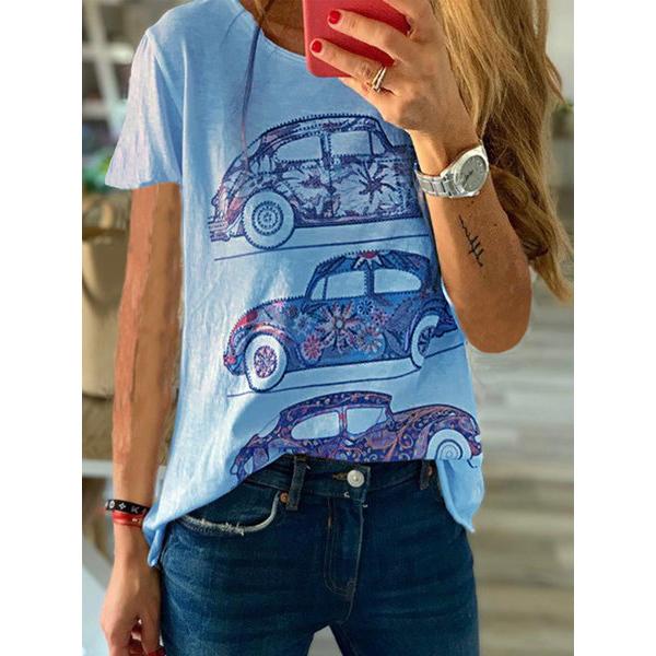 Summer Car-Printed Casual Tops