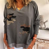 V-Neck Standard Long Sleeve Blouse