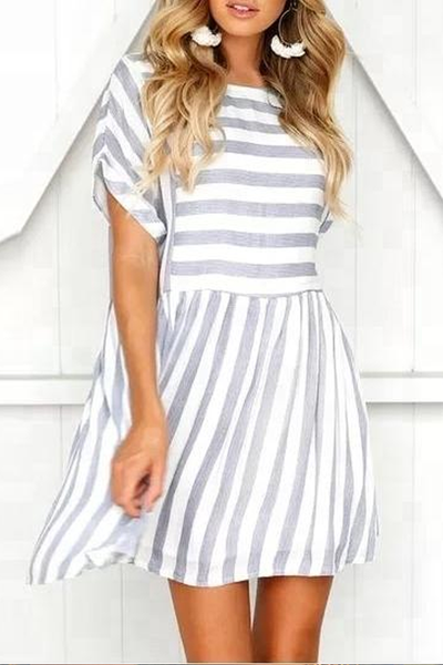 WanaDress Random Short Sleeves Stripe Mini Dress