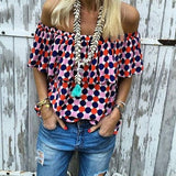 Casual Polka Dot Off-The-Shoulder Blouse