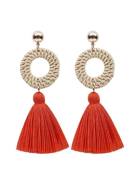 Raffia National Knitting Earrings