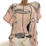 Casual Loose Printed Round Neck Blouse