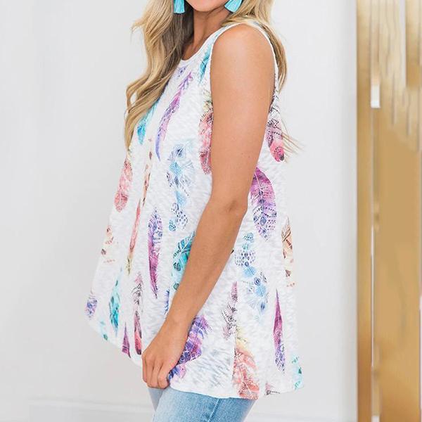 Plus Size Daily Printed Sleeveless Blouse