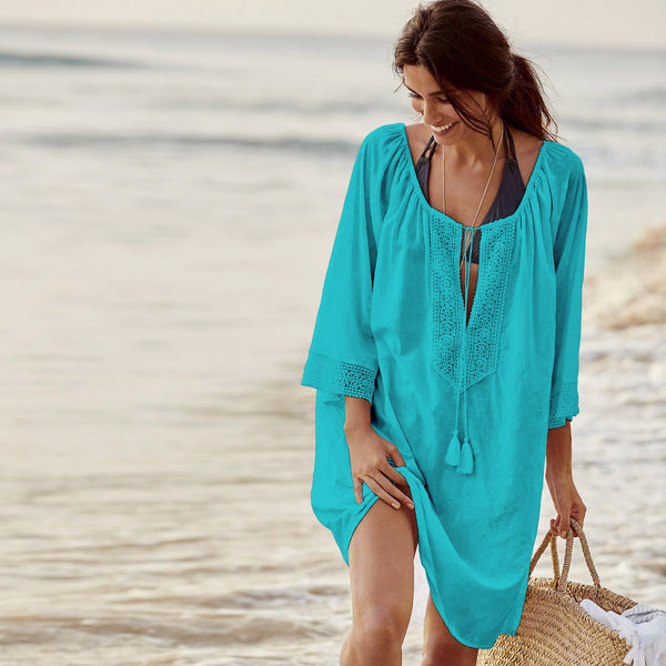 Women New Style Cotton Linen Beach Cover Ups