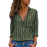 Casual Daily Stripe Lapel Blouse