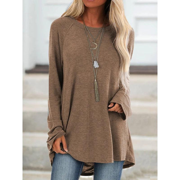 Casual Long Sleeve Round Neck Blouse