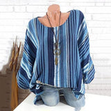 Casual Stripe Bat Sleeve Blouse