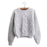 Women Warm Pullover Crewneck Knitted Sweater