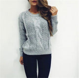 Women Warm Pullover Crewneck Knitted Sweater