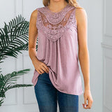 Casual Lace Embroidery Sleeveless Blouse