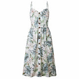 Spring and summer new pattern print strap dress female back  dress