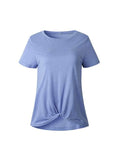 Fashion Round Neck Short Sleeves Irregular Crossed T-shirts