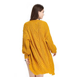 Latern Sleeve Casual Knitted Oversized Long Cardigans Sweater