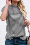 Women Summer Geometric Stitching Lace Short Sleeves Tops (6 Colors)