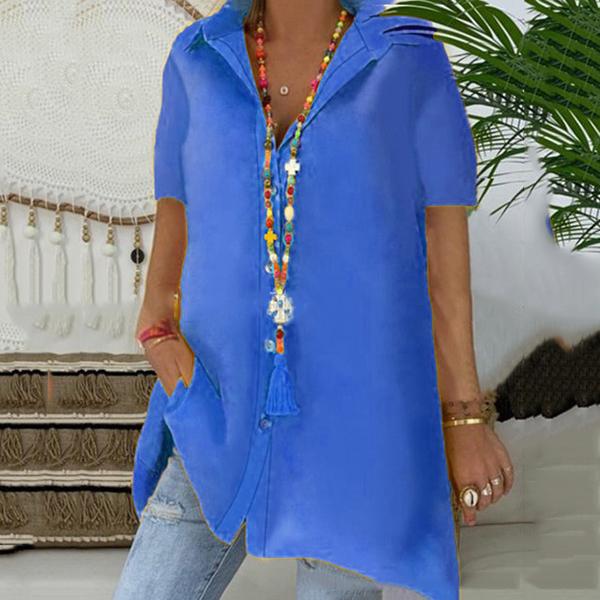 Plus size Short Sleeve Solid Color Blouse