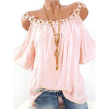 Plus Size Strapless Flower Solid Color Blouse