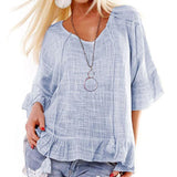 Casual Loose Solid Color Blouse