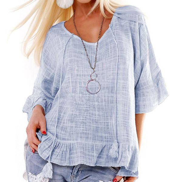 Casual Loose Solid Color Blouse