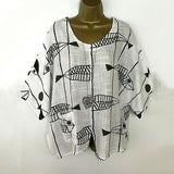 Plus Size Casual Fish Printed Blouse