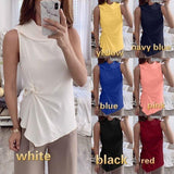 Women Summer Solid Color Irregular Hen Slim Fit  Blouse