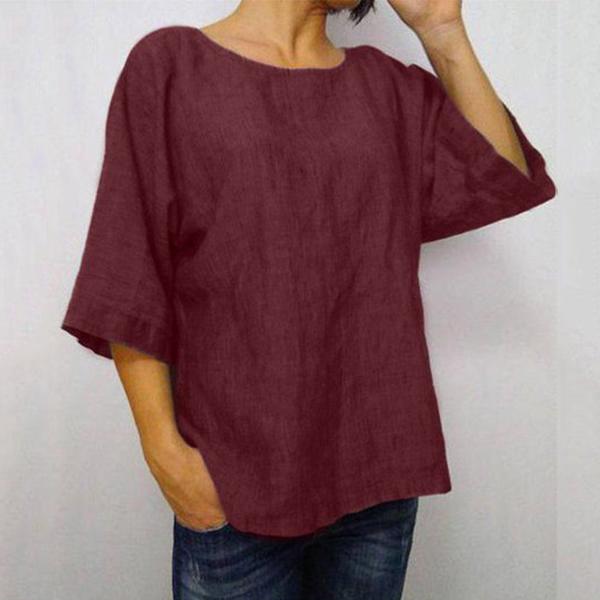 Plus Size Solid Color Daily Casual Blouse