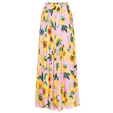 Women Bohemian Sunflower Printed High Waist Skirt