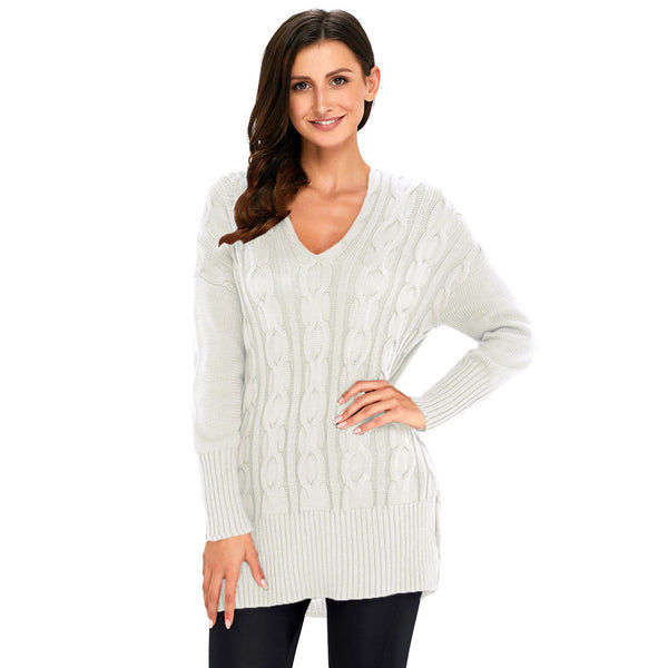 V-neck Pullover Loose Casual Knitted Sweater