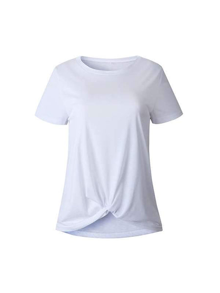 Fashion Round Neck Short Sleeves Irregular Crossed T-shirts