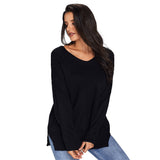 V-neck long sleeve pullover women's sweater