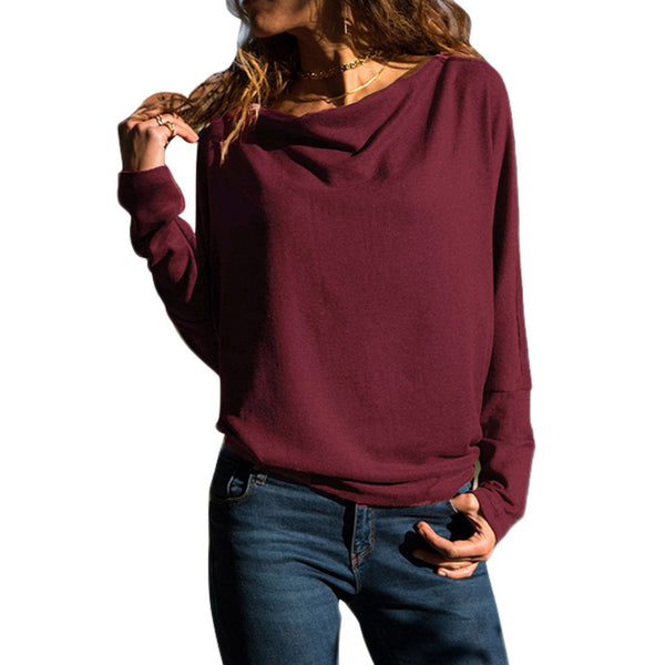 Women Casual Solid O-neck Slim Blouse