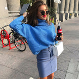 Women Turtleneck Long Sleeve Solid Sweater