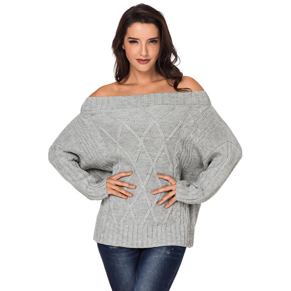 Women New Stylish Sexy Off Shoulder Pullover Sweater