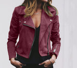 Women's new lapel diagonal zipper short jacket