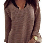 Women V-neck Knitted Loose Sexy Sweater