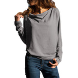 Women Casual Solid O-neck Slim Blouse